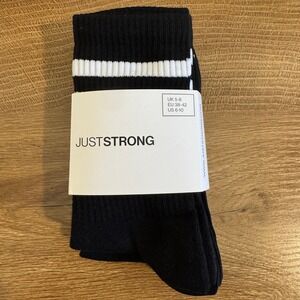 JUSTSTRONG‎ Athletic Socks 3 Pack Black Onyx White Stripe Size US 6-10